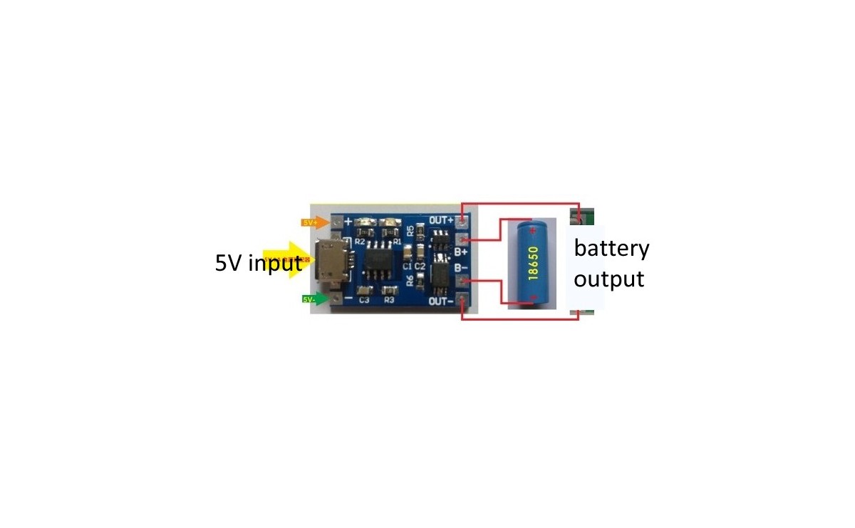 ماژول شارژر باتری لیتیومی 1 آمپر TP4056 دارای محافظ با ورودی Micro USB