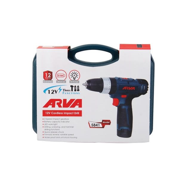 دریل شارژی چکشی آروا لیتیوم 12 ولت مدل 5841