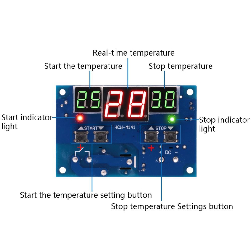 ترموستات دیجیتال 12VDC مدل HCW-M141