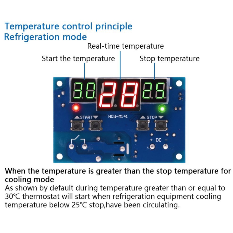 ترموستات دیجیتال 12VDC مدل HCW-M141