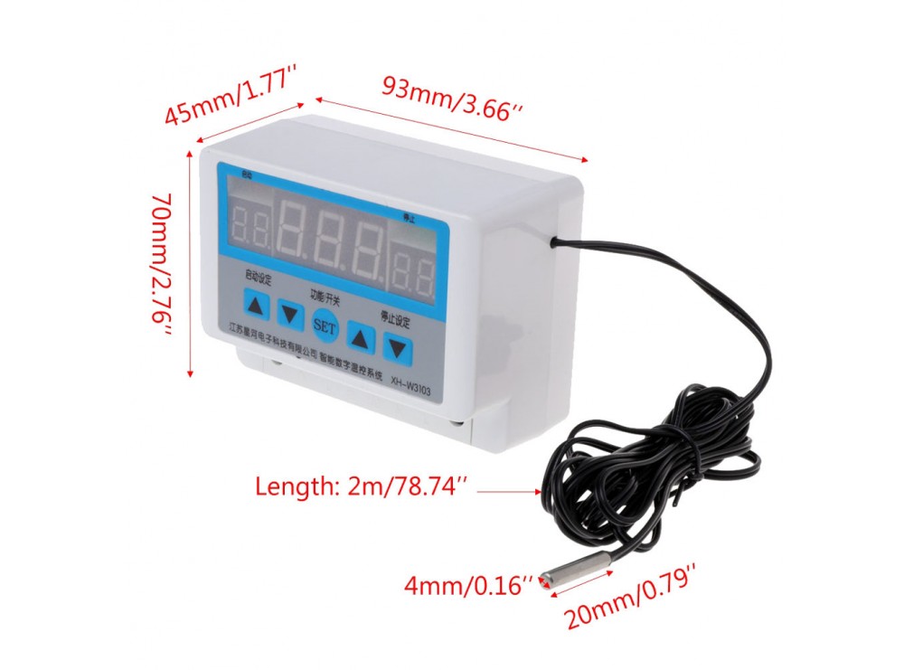 ترموستات دیجیتال و تایمر 12VDC مدل XH-W3103