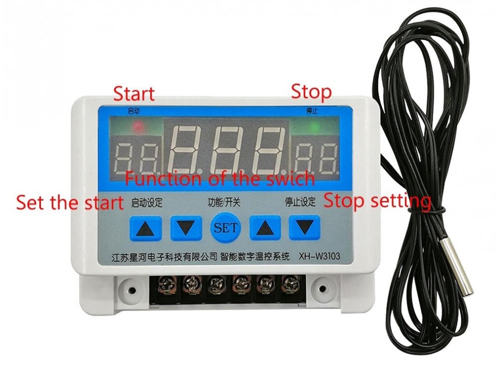 ترموستات دیجیتال و تایمر 12VDC مدل XH-W3103