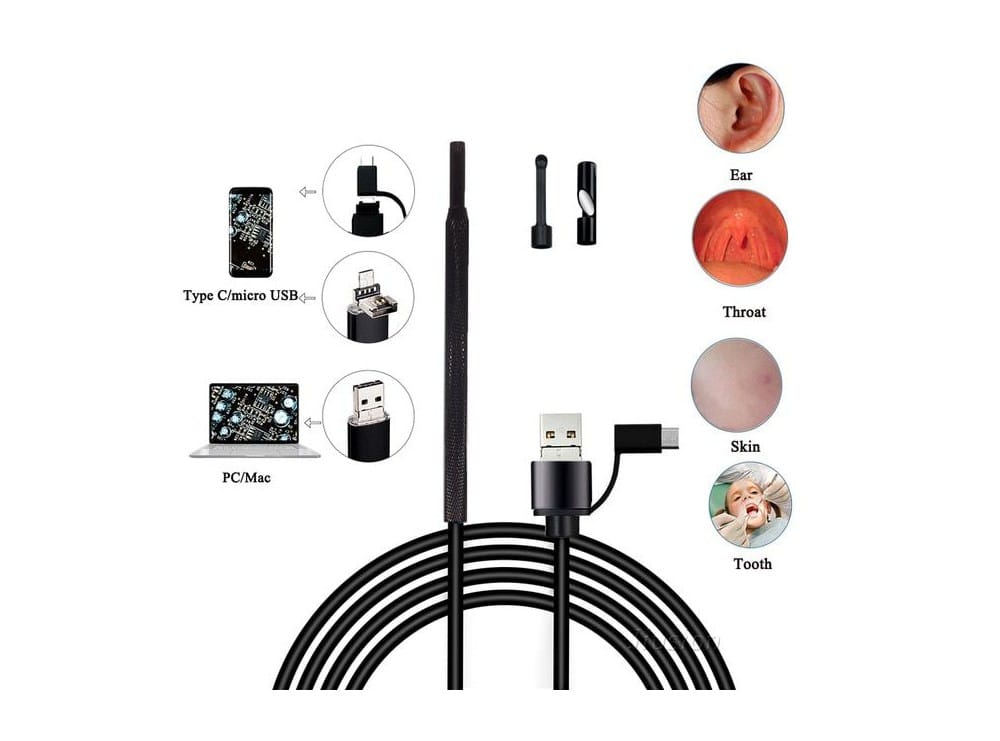 دوربین آندوسکوپی گوش 1.3 مگاپیکسل لنز 5.5mm کابل 2 متر ارتباط USB