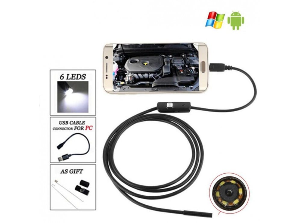 دوربین آندوسکوپی 1.3 مگاپیکسل لنز 7mm کابل 1 متر ارتباط USB