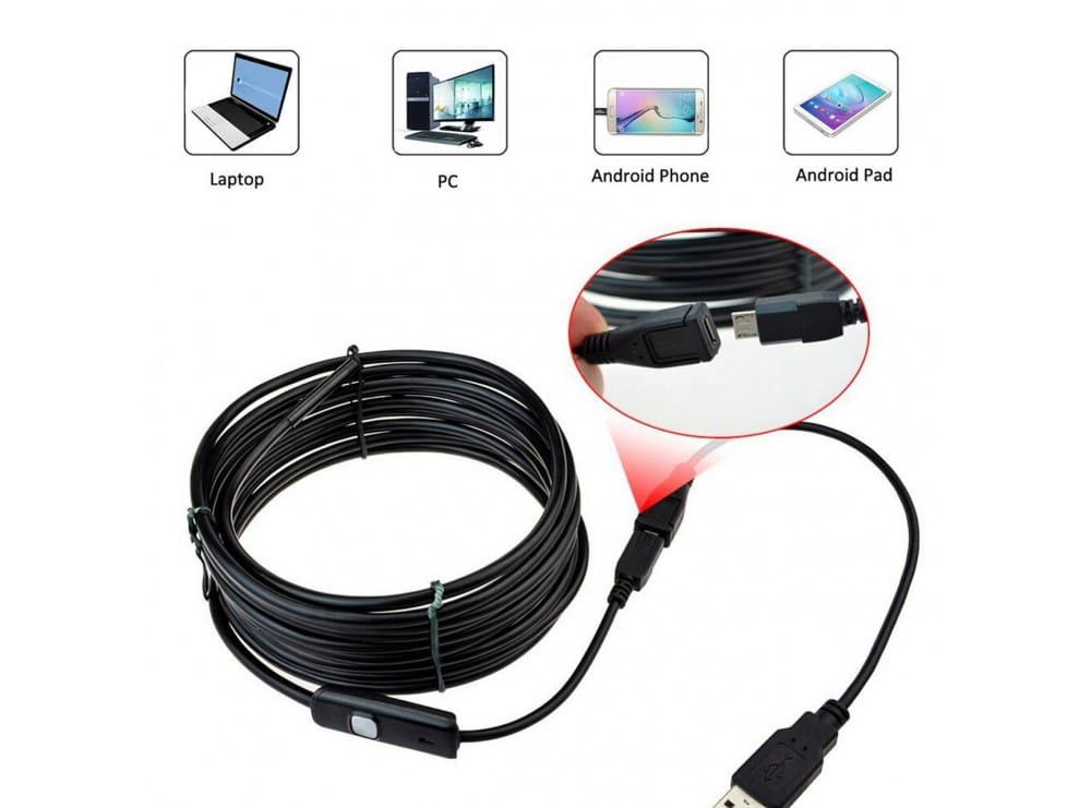 دوربین آندوسکوپی 1.3 مگاپیکسل لنز 7mm کابل 5 متر ارتباط USB