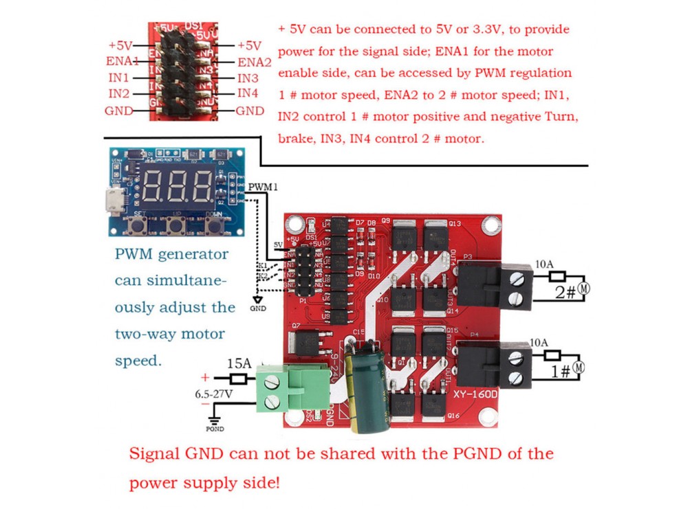 ماژول درایور موتور 160Wدو کاناله XY-160D ماژول درایور موتور 160Wدو کاناله XY-160D