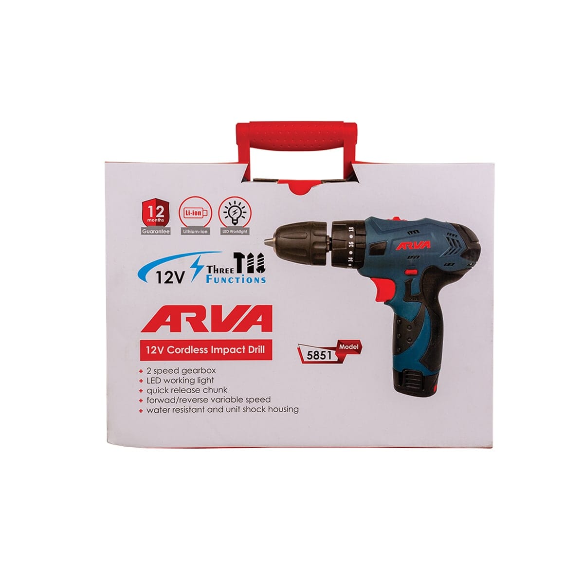 دریل پیچ گوشتی شارژی چکشی ۱۲ ولت مدل ۵۸۵۱ آروا دریل پیچ گوشتی شارژی چکشی ۱۲ ولت مدل ۵۸۵۱ آروا