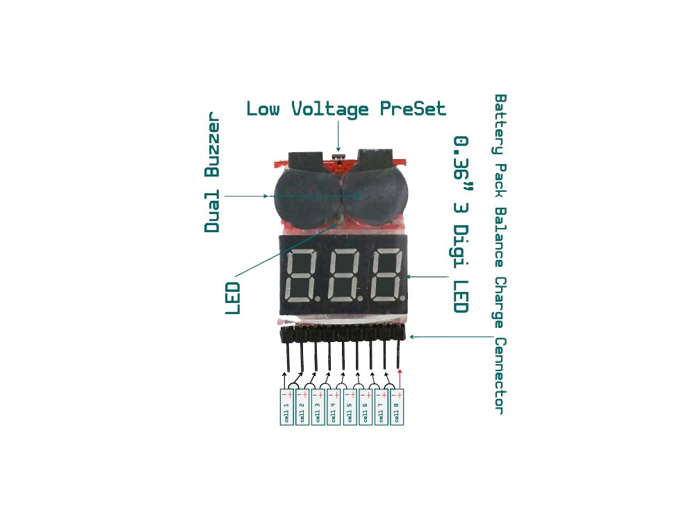 نمایشگر و مانیتورینگ ولتاژ باتری مجهز به آلارم هشدار