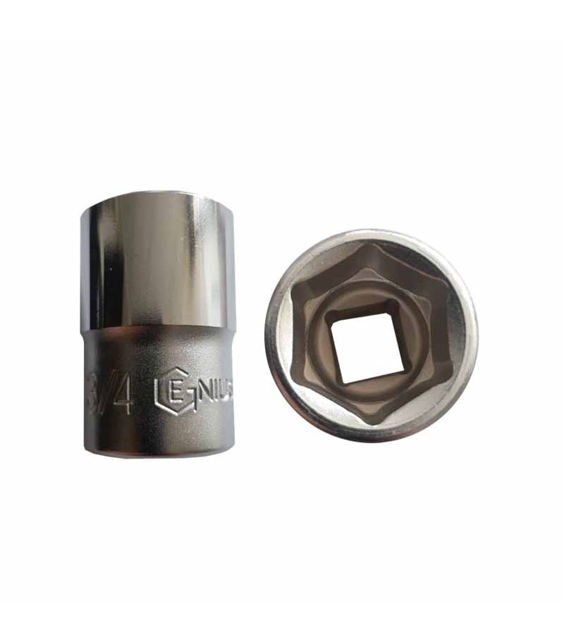 بکس کوتاه سایز 19 میلیمتر 6پر درایو 1/2 جنیوس GENIUS مدل 483824 (سایز اینچی 3/4)