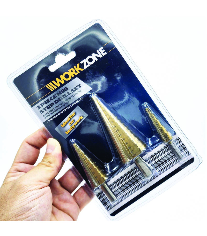 ست مته مخروطی کاجی 3 عددی فلز ورک زون WORKZONE