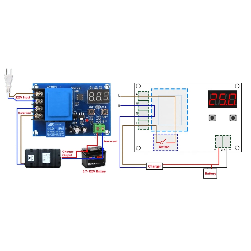 ماژول محافظ شارژ باتری لیتیومی دیجیتال 3.7 الی 120 ولت مدل HW-631 V3.0