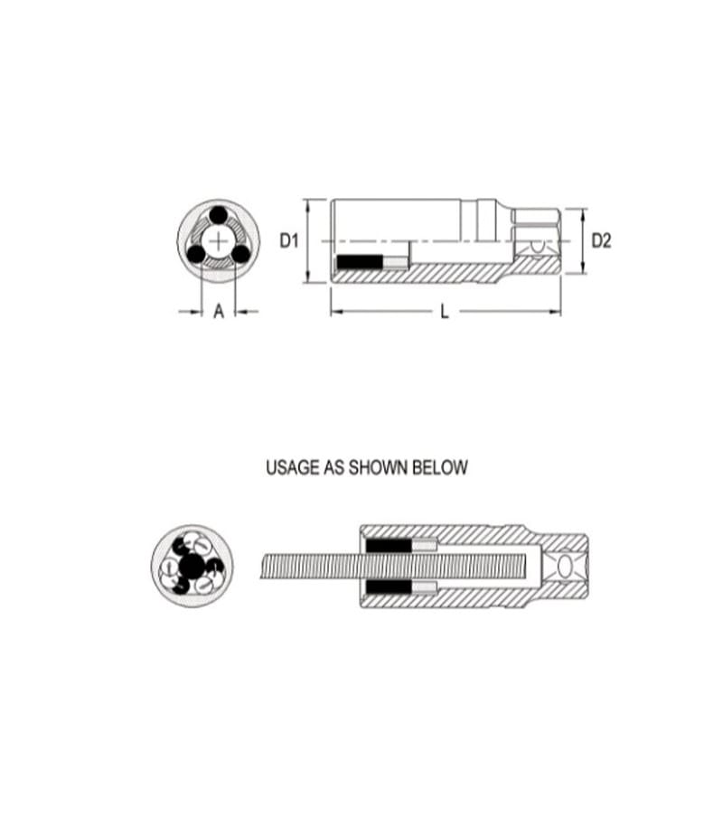 ست بکس رزوه گیر پیچ 4 عددی الکاتولز LK TOOLS مدل T0123 ( دو سر رزوه )
