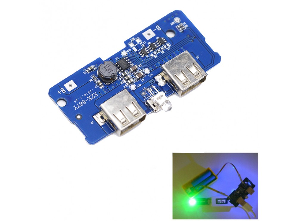 ماژول ساخت پاوربانک دارای دو خروجی 5V 1A - 2A USB