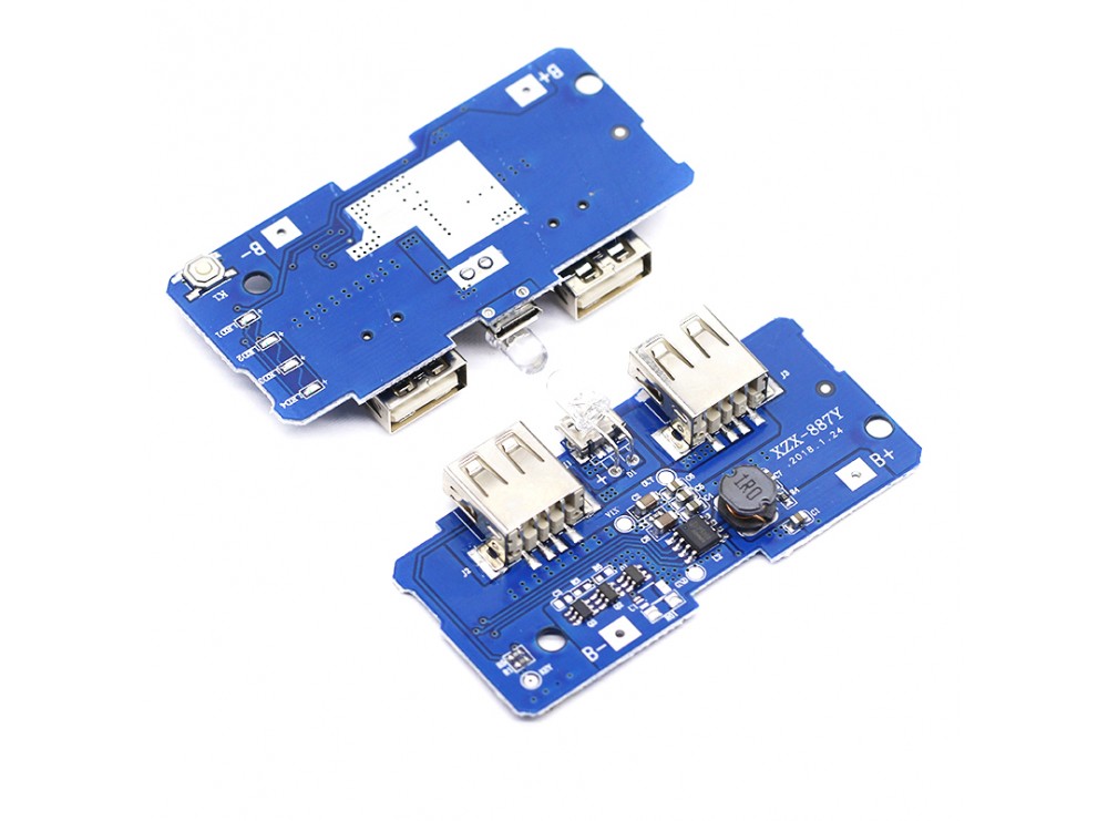 ماژول ساخت پاوربانک دارای دو خروجی 5V 1A - 2A USB