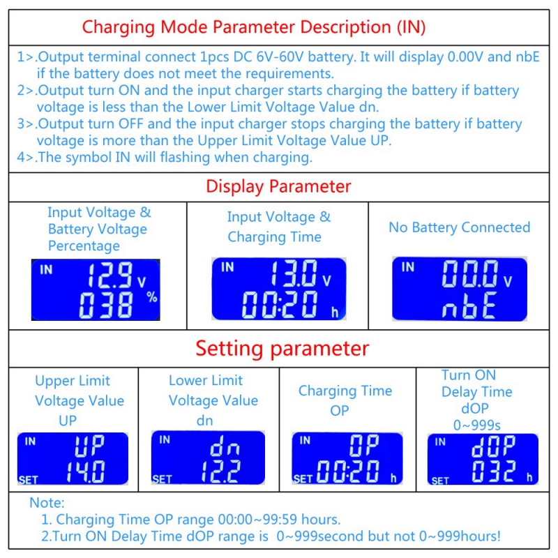 ماژول کنترل شارژ باتری دیجیتال 6 الی 60 ولت مدل XY-CD60L