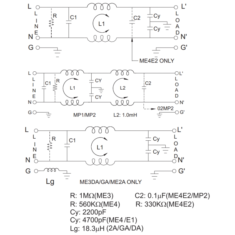کانکتور AC نری روبردی با فیلتر EMI مدل 15ME3