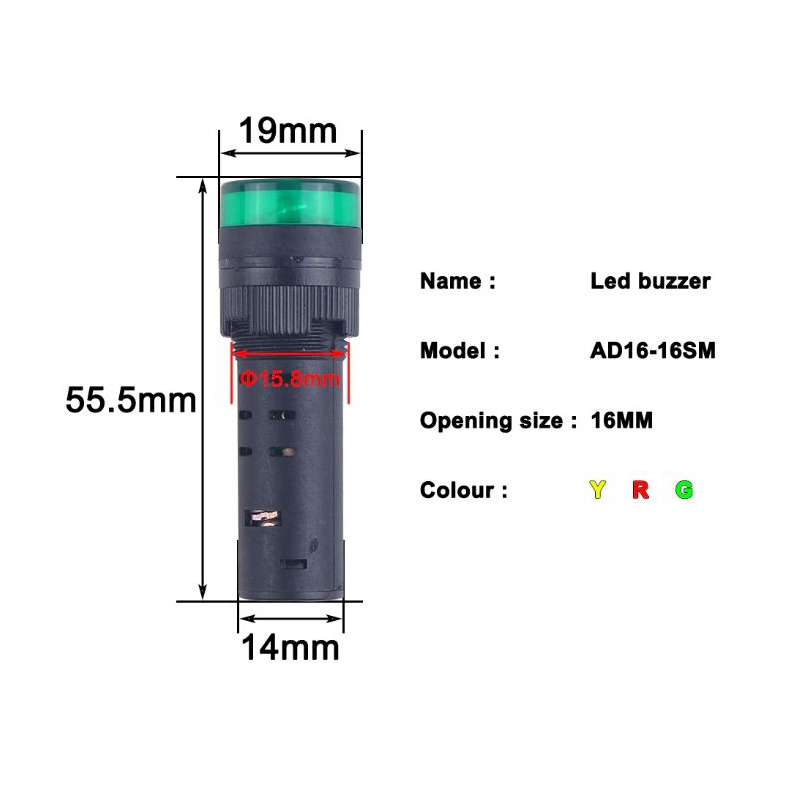 چراغ سیگنال بازردار AC220V قرمز گرد مدل AD16-16SM