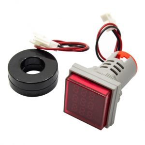 ولتمتر، آمپرمتر و فرکانس متر چراغ سیگنالی AC500V-100A-75Hz قرمز مربعی مدل AD16-22FVAH