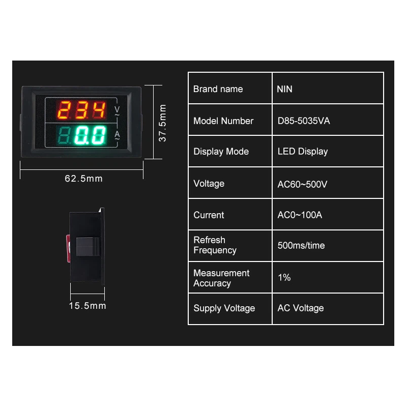 ولتمتر و آمپرمتر رو پنلی AC500V-100A مدل D85-5035VA