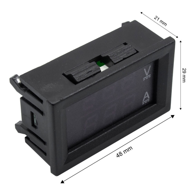 ولتمتر و آمپرمتر DC روپنلی 10 آمپر 0v-100v دو رنگ قرمز و آبی