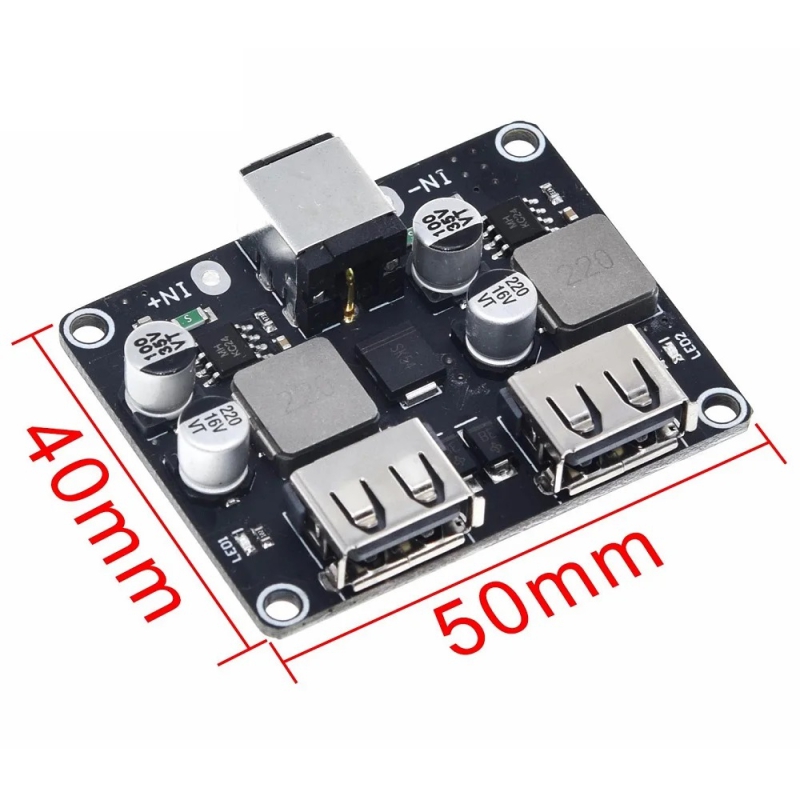 ماژول کاهنده ولتاژ DC و شارژ 2 خروجی USB با پشتیبانی از شارژ سریع QC3.0