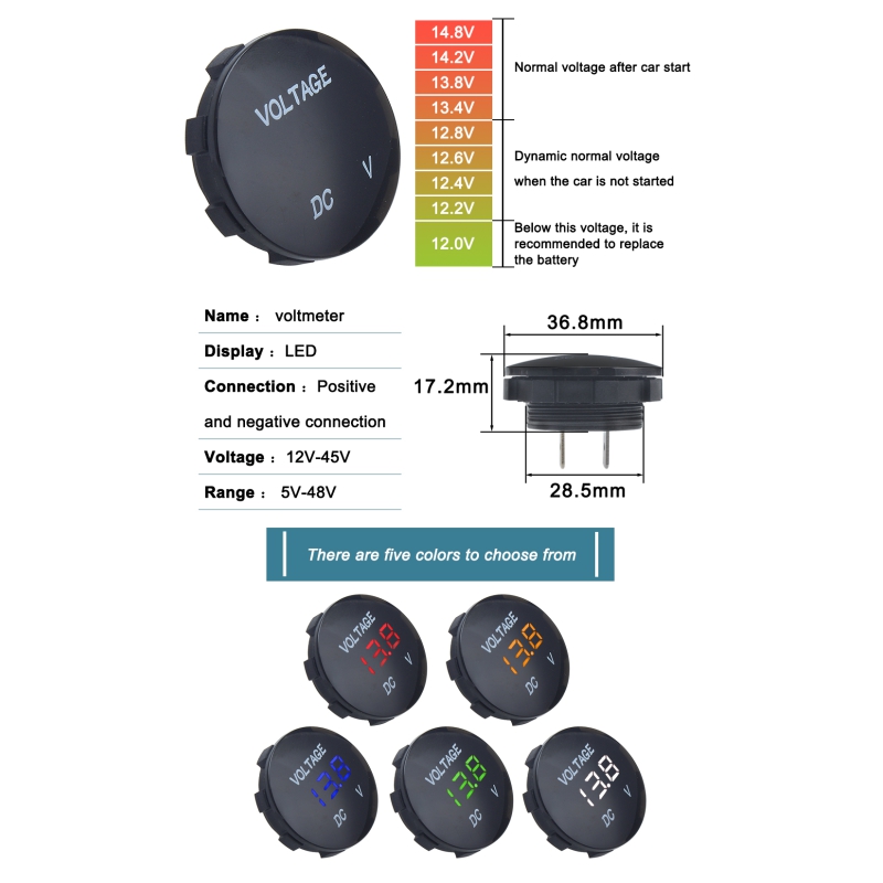 ولتمتر خودرویی روپنلی DC آبی گرد