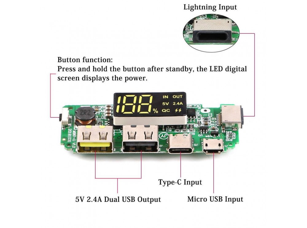 ماژول ساخت پاوربانک دارای نمایشگر H961