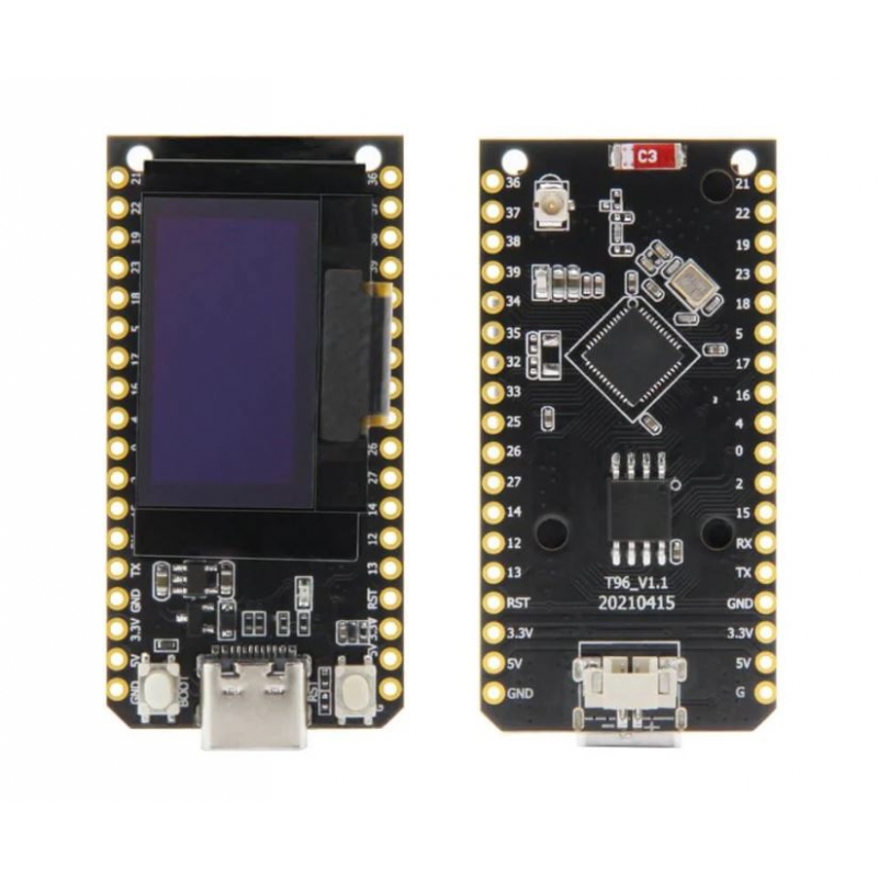 برد توسعه LILYGO ESP32 ورژن 3 با نمایشگر 0.96 اینچ OLED دارای هسته وایفای و بلوتوث