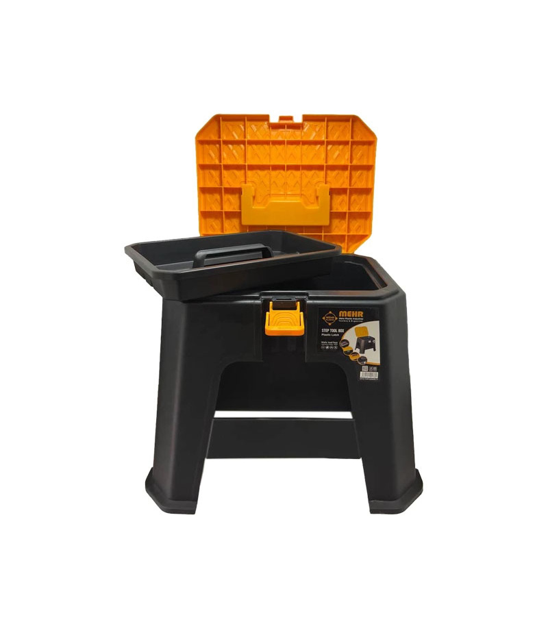 جعبه ابزار و صندلی چهارپایه پلاستیکی مهر MEHR مدل استپ STEP