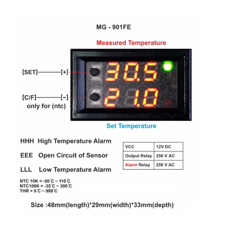 ترموستات دیجیتال با سنسور NTC مدل MG-901FE