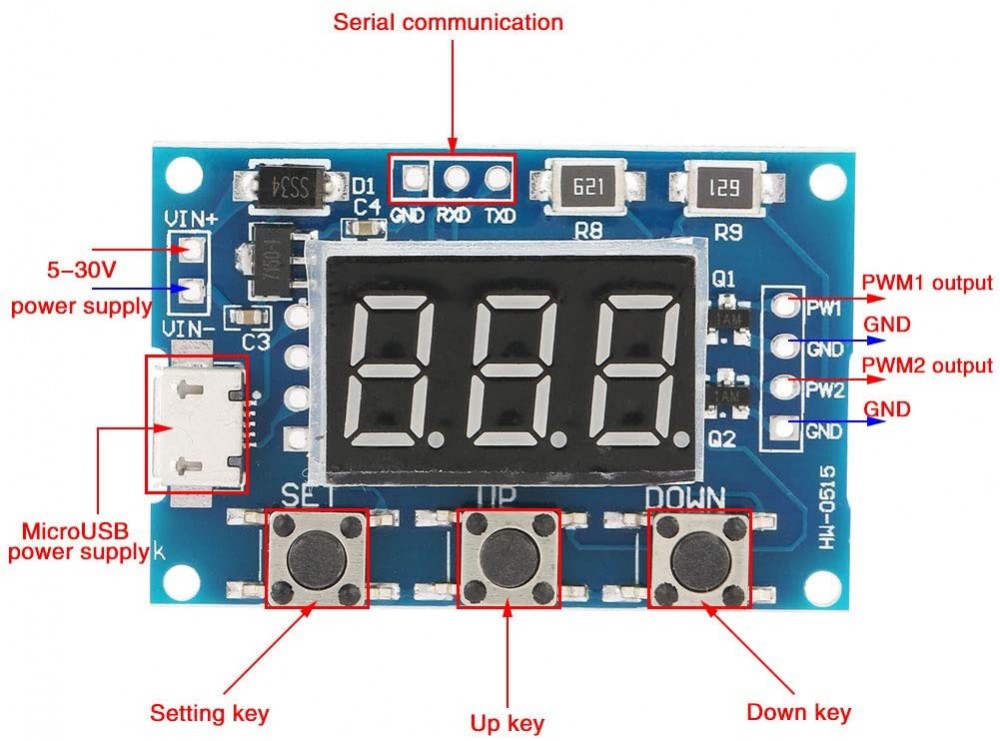 ماژول PWM ژنراتور دو کاناله به همراه نمایشگر