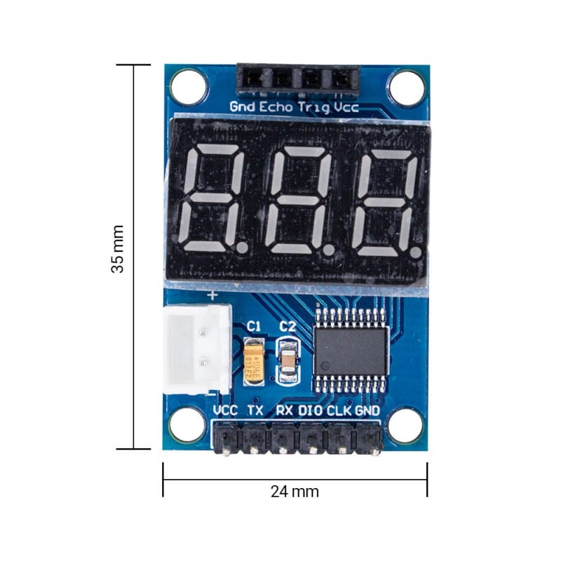 برد راه انداز ماژول اولتراسونیک SR04 با نمایشگر سون سگمنت