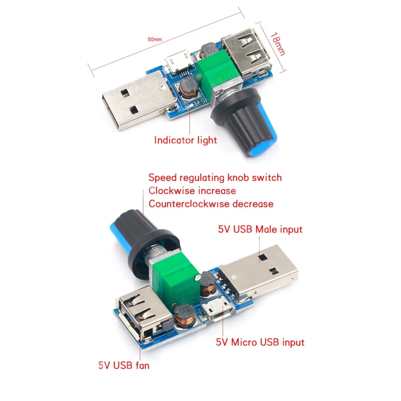 ماژول کنترل سرعت فن با ورودی و خروجی USB مدل HW-602