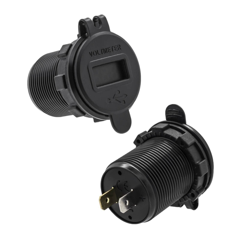 شارژر USB خودرویی روپنلی گرد قرمز دو خروجی فست شارژ QC3.0 با نشانگر ولتاژ