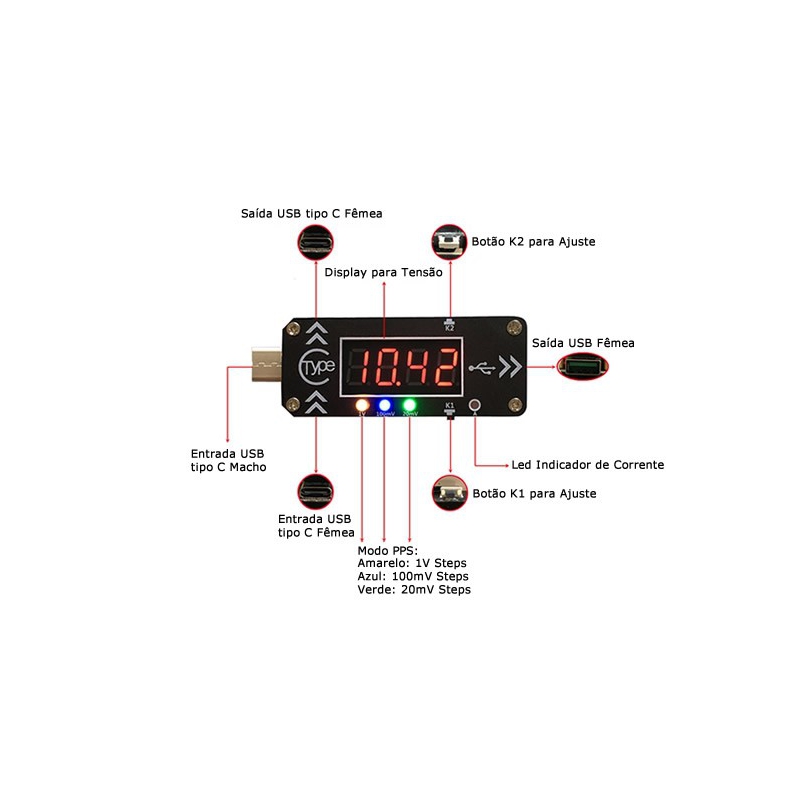 ماژول نمایشگر فست شارژ XY-WPDT با خروجی USB