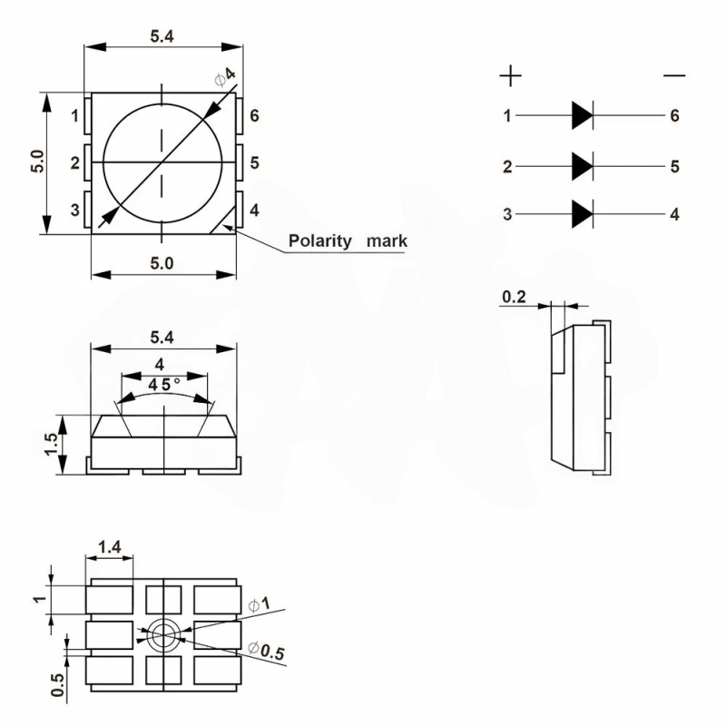 مجموعه 10 عددی LED سفید مهتابی SMD پکیج 5050 مجموعه 10 عددی LED سفید مهتابی SMD پکیج 5050