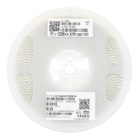 خازن 10pF 1KV پکیج 1206 SMD رول3000 عددی خازن 10pF 1KV پکیج 1206 SMD رول3000 عددی