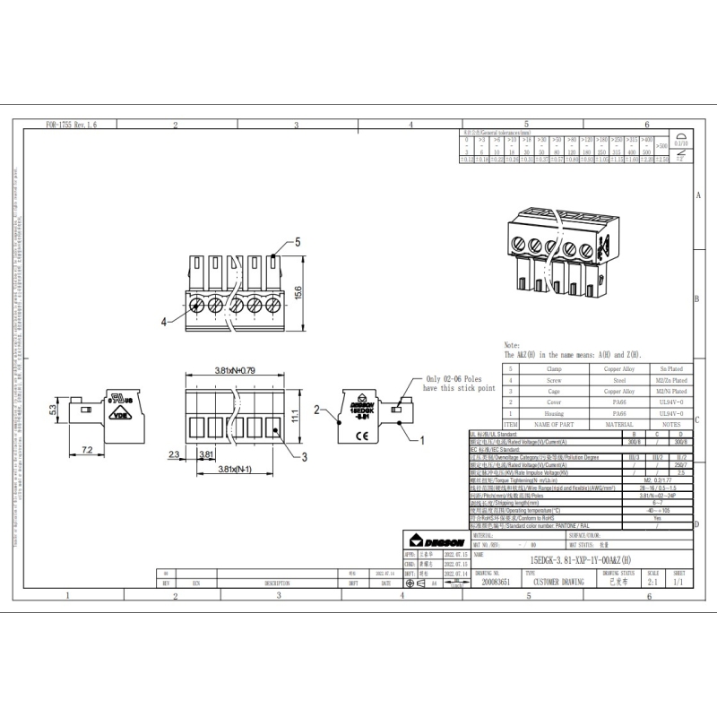 مجموعه 11 عددی ترمینال کشویی فونیکس 5 پین 3.81mm رایت سبز