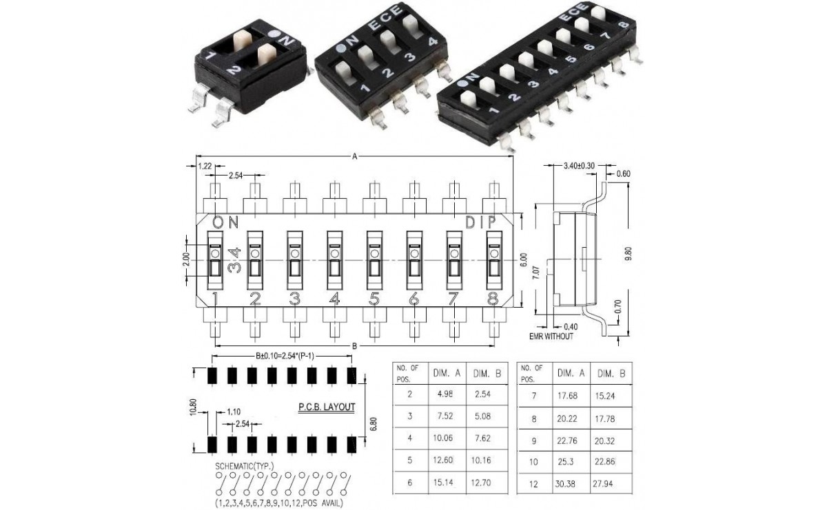مجموعه 16 عددی دیپ سوئیچ 4 تایی SMD مجموعه 16 عددی دیپ سوئیچ 4 تایی SMD