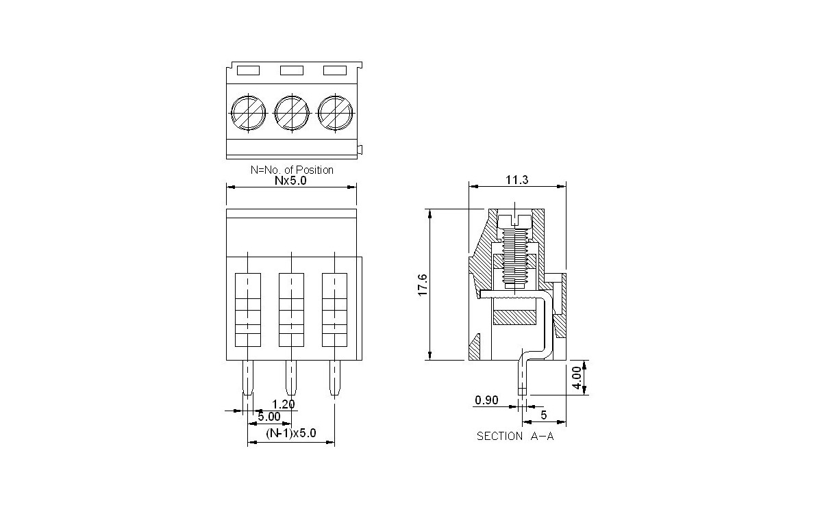 مجموعه 17 عددی ترمینال پیچی مدل KF129-3pin
