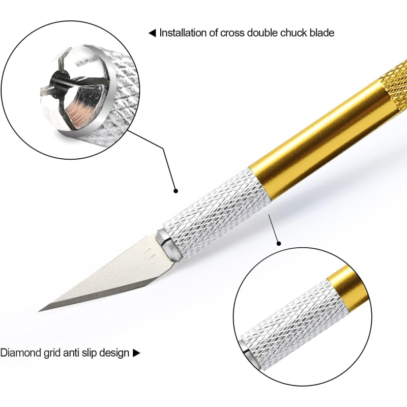 کاتر قلمی بدنه فلزی طلایی