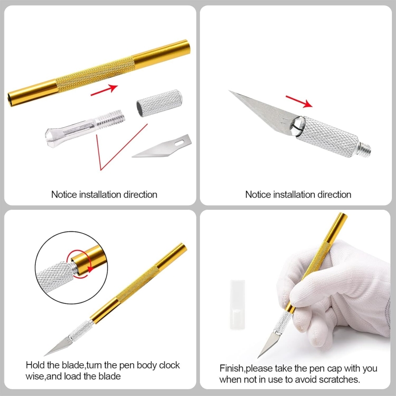 کاتر قلمی بدنه فلزی طلایی