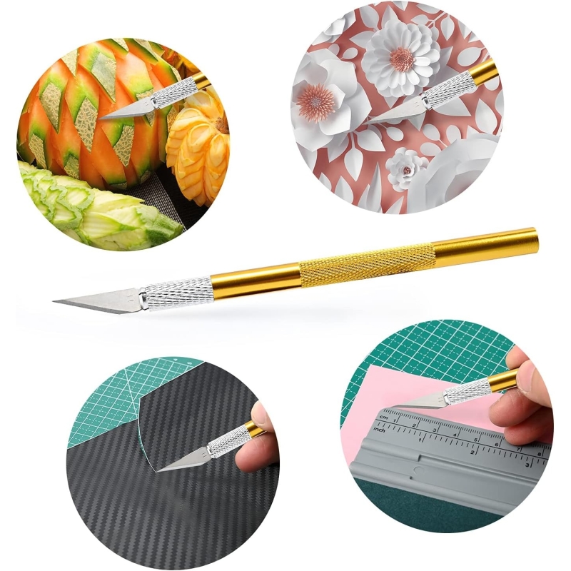 کاتر قلمی بدنه فلزی طلایی