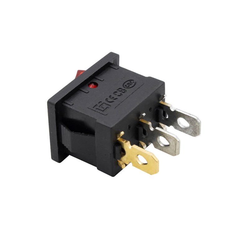 مجموعه 18 عددی کلید راکر دوحالته سه پین چراغدار 19x12x16mm