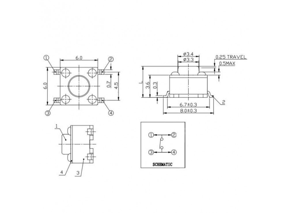 مجموعه 186 عددی تک سوئیچ 6x6x4.5mm مشکی پکیج SMD