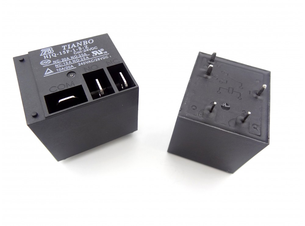 مجموعه 2 عددی رله فیش خور - کولری 24 ولت 30 آمپر T91 مارک TIANBO کد HJQ-15F-1-S-Z