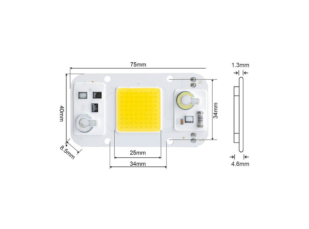 مجموعه 2 عددی LED COB مهتابی 30W 220V با درایور داخلی سایز 7540 دارای مدار حفاظتی Anti Surge