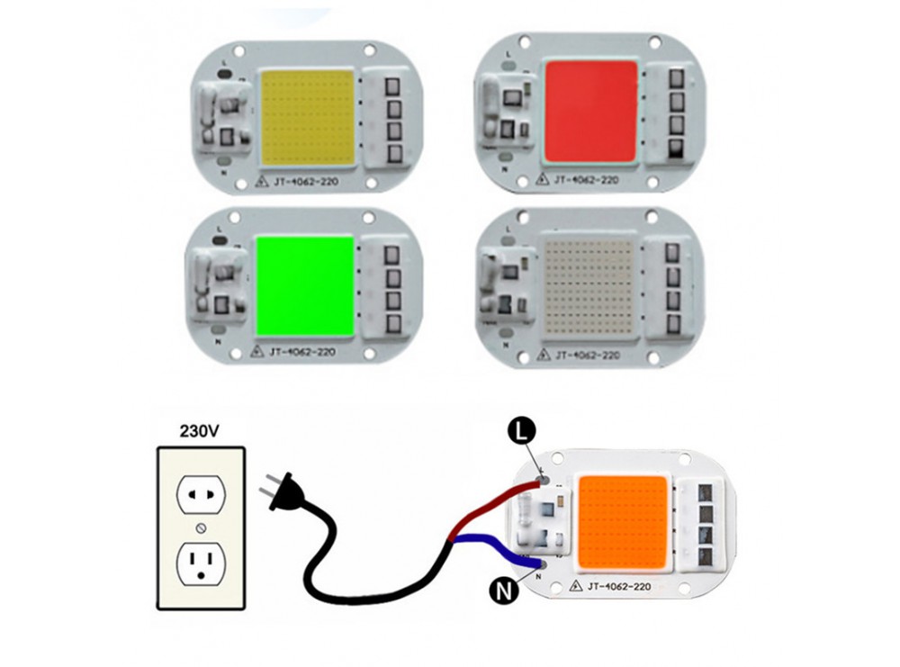 مجموعه 2 عددی LED COB قرمز 50W 220V با درایور داخلی مجموعه 2 عددی LED COB قرمز 50W 220V با درایور داخلی