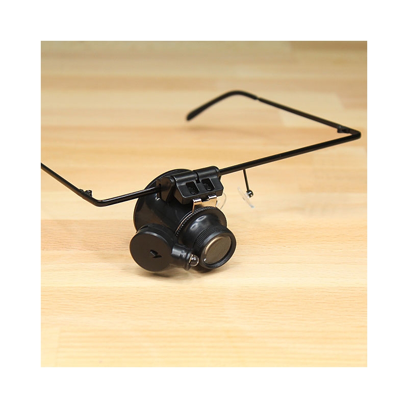 ذره بین عینکی تک چشمی چراغدار 20X بدنه فلزی