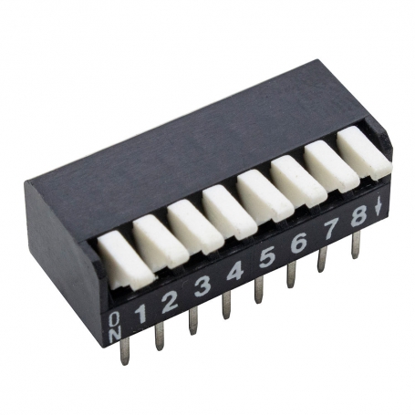 مجموعه 21 عددی دیپ سوئیچ 8 تایی پیانویی تایوانی مشکی DPL-08